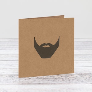 Biglietto di auguri alla moda con barba hipster ritagliata in carta per figlio, marito, fidanzato, fratello per compleanno, anniversario, biglietto di auguri per il compleanno del gentiluomo