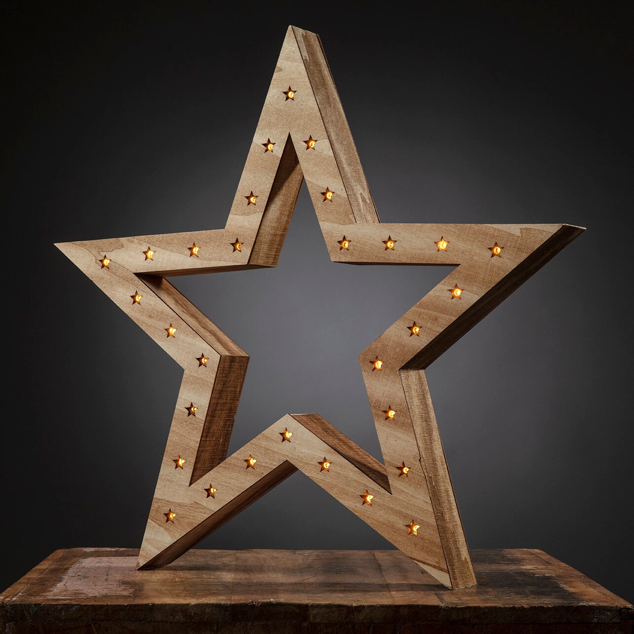 Wooden Star Light With 30 Led Warm Glow Lights For Home Or Etsy
