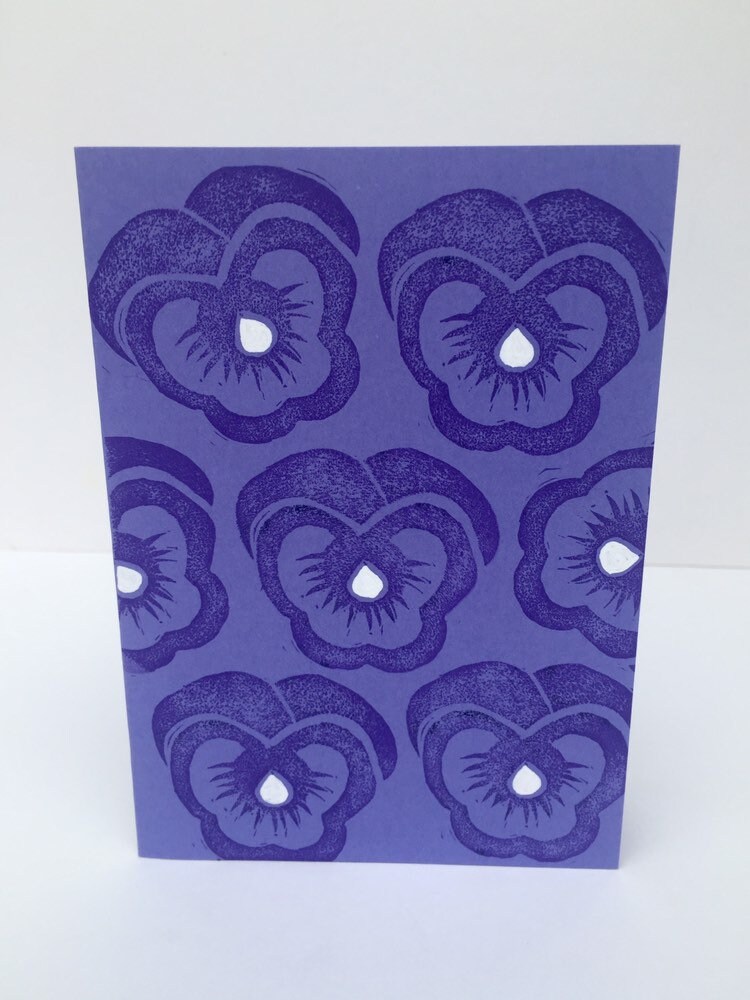 Purple Pansy Flower Greeting Card for Birthday Thank You | Etsy