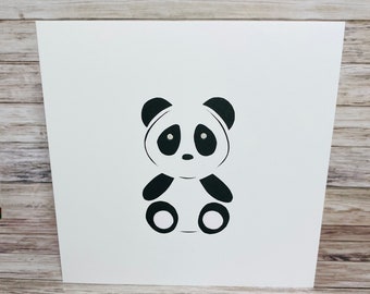 Baby Black Panda Papercut Card With Free Personalisation For Birthday- Baby Shower- New Mum- Panda Lover- More Animal Cards at HKdesign8