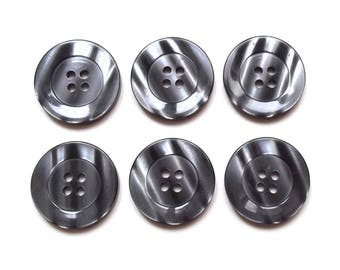 6 buttons round 23 mm grey