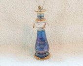 Tiny Egyptian Handmade Perfume Bottle with dauber in blue and clear with gold details vanity or vanity tray decor feminine and romantic