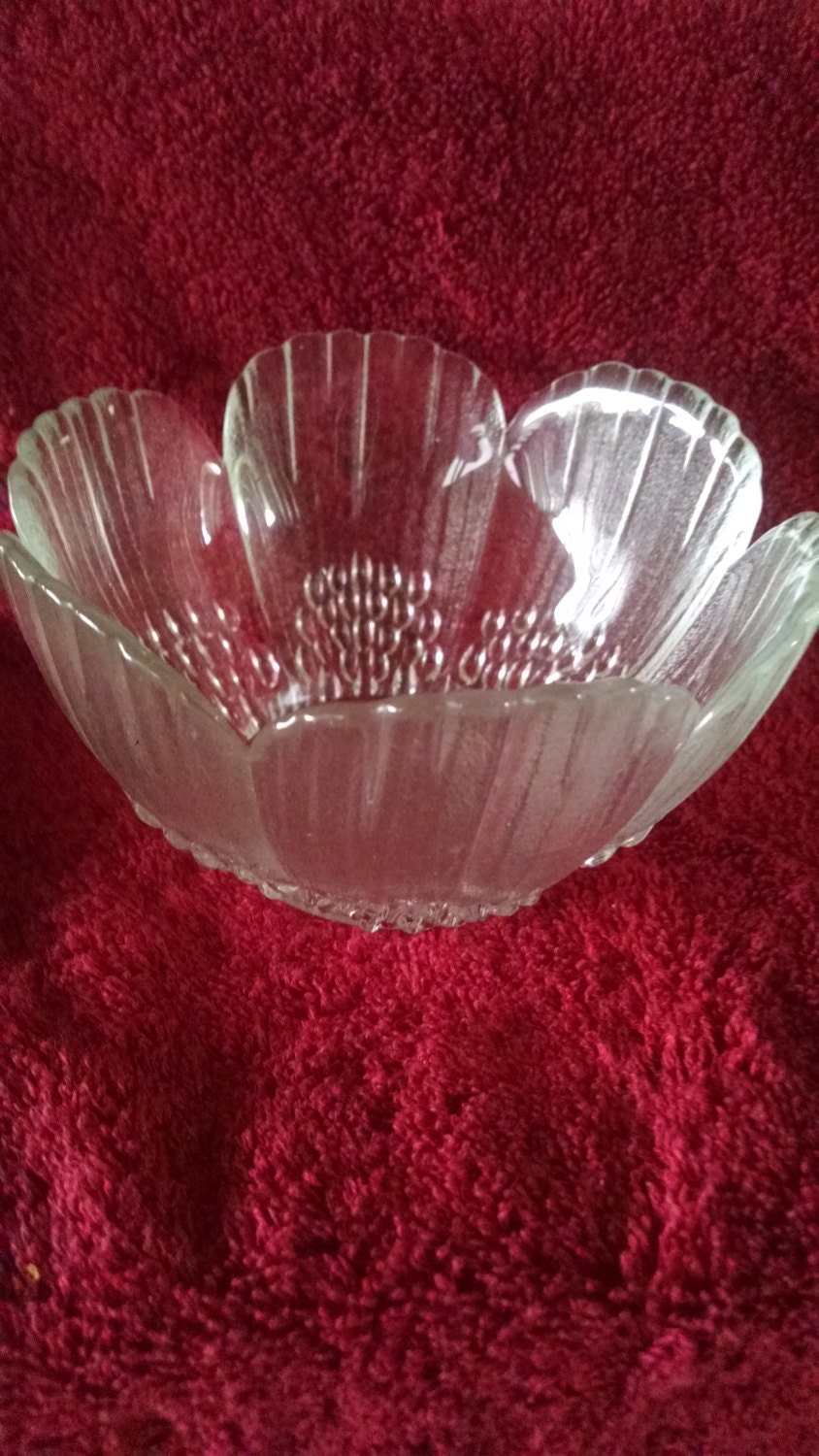 Clear Glass Flower Petal Bowl / Candle Holder With Textured Etsy