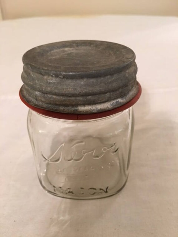 Kerr Mason Jar 501 with zinc porcelain Ball lid and rubber Etsy