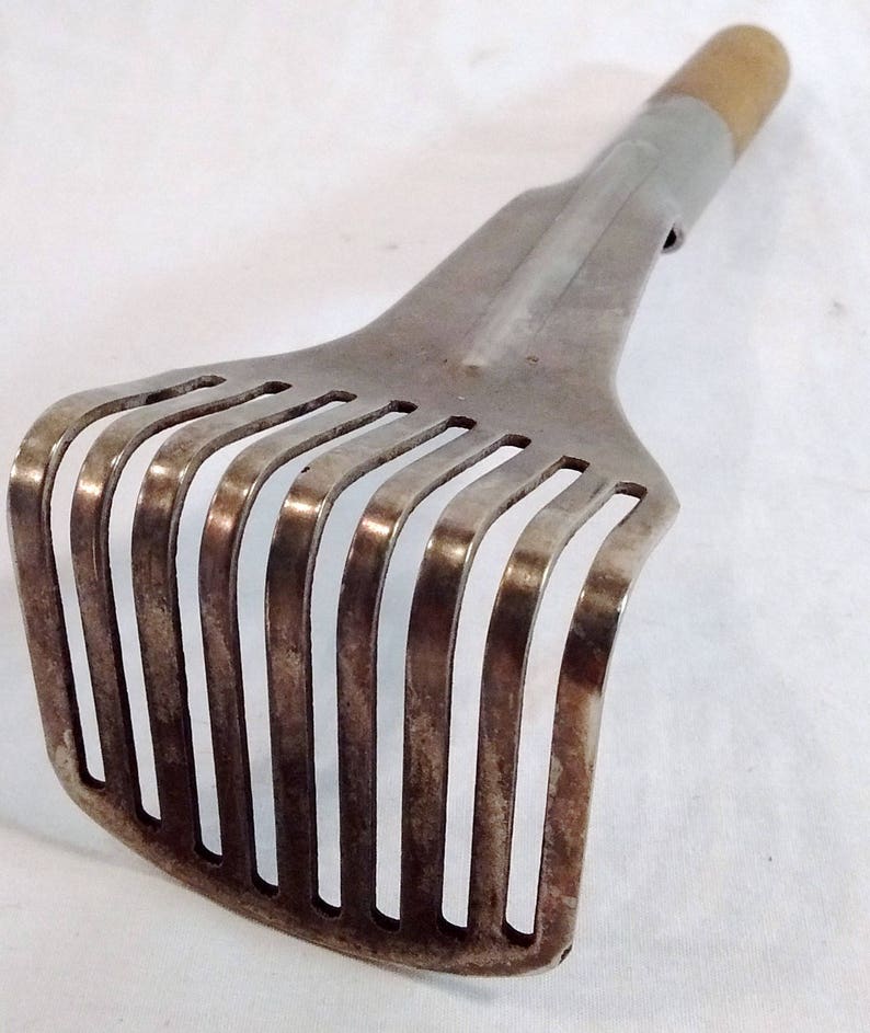 Vintage S&S metal bent slotted serving spatula with wood Etsy