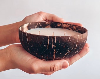Bamboo and Coconut Candle, Sustainable, Real Coconut Shell, Valentine's Day Gift, Eco Friendly, Rustic Home Decor, Housewarming Gift, Spring