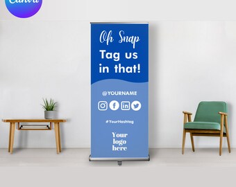 Retractable Banner, Social Media Banner, Fundraising Event, Customizable, Non-profit, Volunteers, Donors, Digital Download