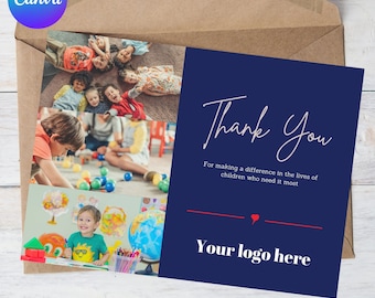 Thank You Postcard, Customizable Postcard, Non-profit Thank You Card, Volunteers, Donors, Digital Download