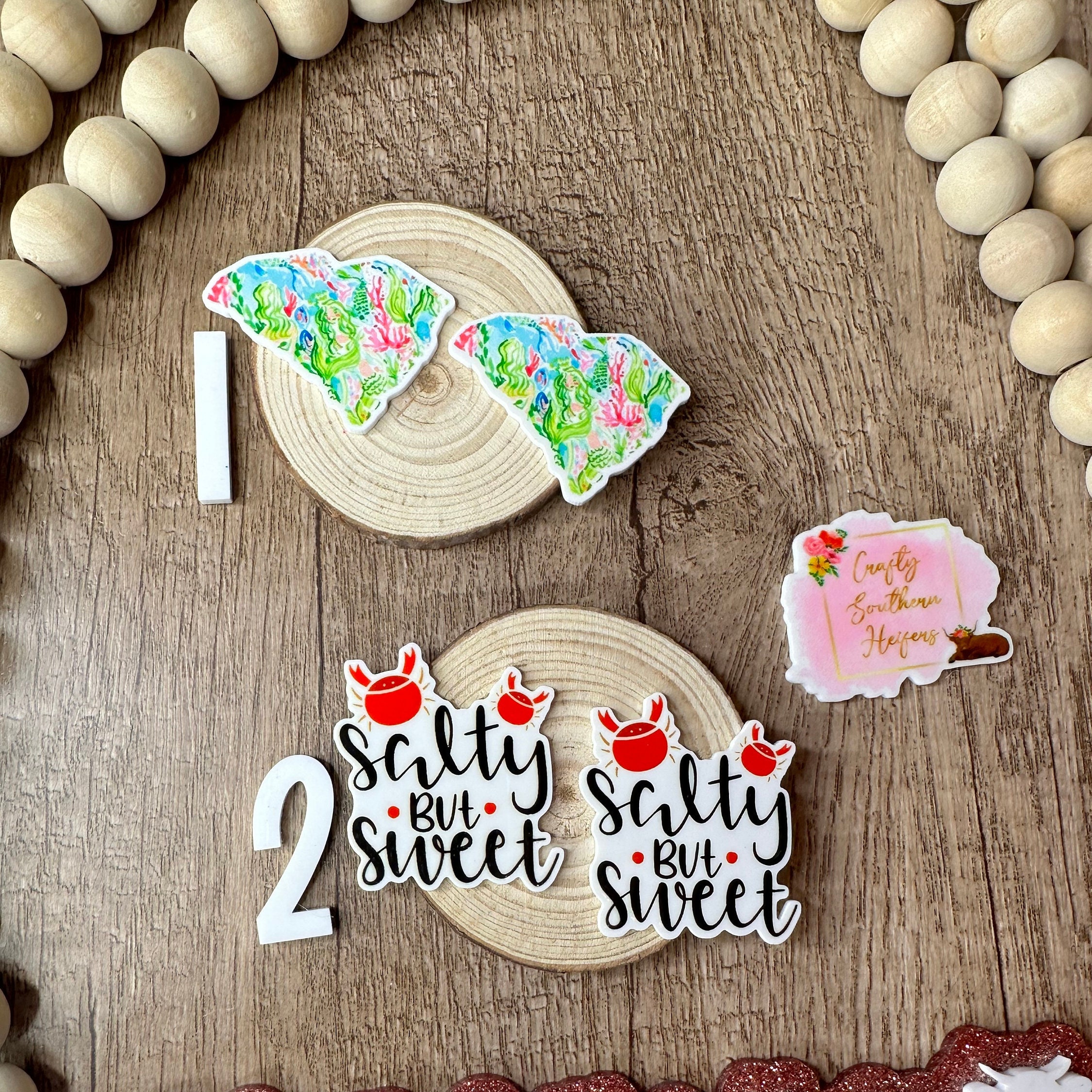 Planar- flatback- resin charms- bow centers- pendants- badge reels- South Carolina- resin Charms- cabochons- flatback- South carolina - crab