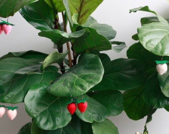 Strawberry Sunday Felt Drop Earrings | Light Pink