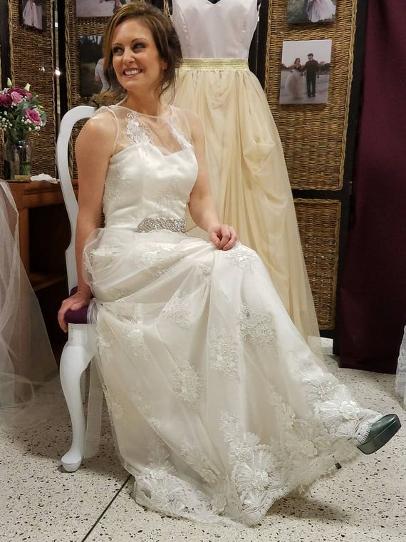 wedding dress sheer overlay