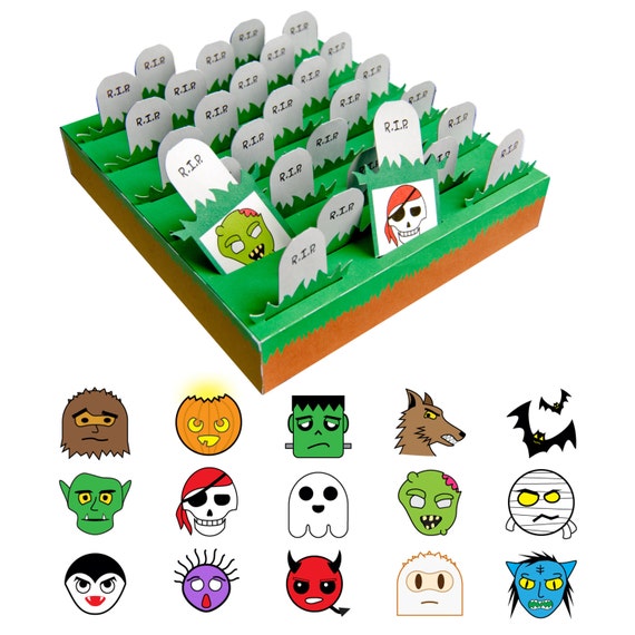 Download Svg Print And Cut File Of Halloween 3d Graveyard Matching Game Etsy
