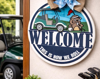 Golf Gift for Men | Golf Door Hanger | Man Cave Golf Decor | Golf Welcome Sign | Golfer Gift Idea