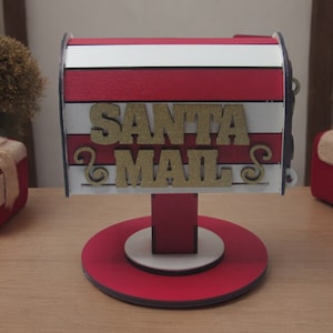 Santa Mailbox for Kids, Christmas Mailbox Decor, Tabletop Display,  Holiday Decorations Mail Box, Wooden Santa Claus Letter Box, Wood Gift