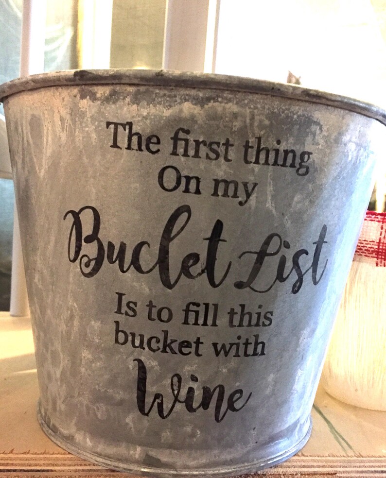 Galvanized Bucket Bucket List Wine Bucket Personalized Etsy