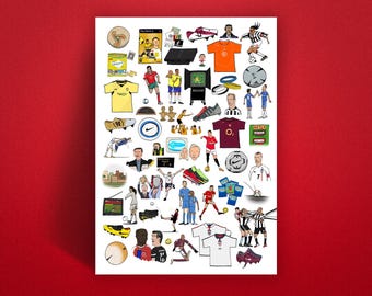 Iconic Football In The 2000s | Poster available in A4 & A3 | Dreadfully Drawn