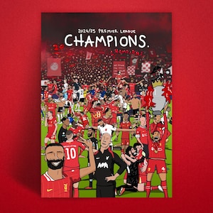 Liverpool 2024/25 Premier League Champions | Dreadfully Drawn Football Art Poster Print