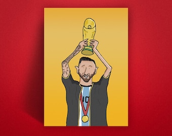 Lionel Messi lifts the World Cup! | A4 Football Print