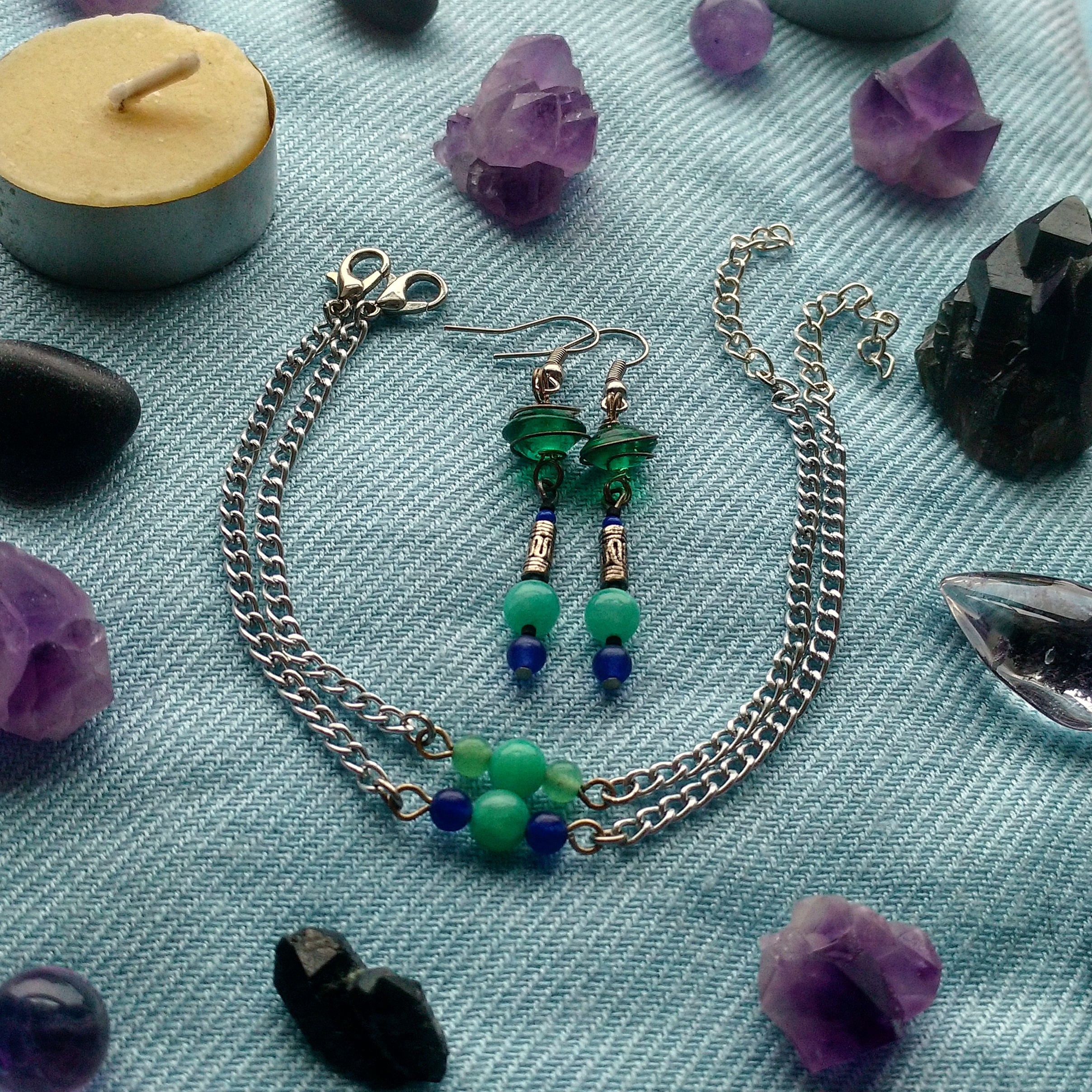 Stunninng Green Turquoise Silver Plated 7 Grams Earring 1.75 Long Handmade Jewellry