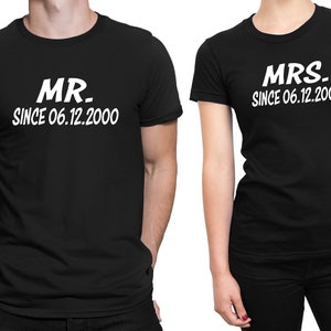 Personalized Mr and Mrs Couple Matching TEE Set Wife And Husband, Couple Tee, Wedding shirt, Just Married Shirts, Custom Wedding T-shirt