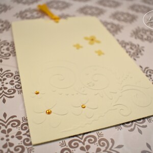 PARTECIPAZIONI NOZZE invito matrimonio tema girasoli in carta martellata avorio - 10 pezzi