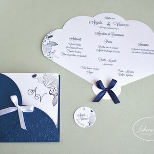 Partecipazione LUANA BLU invito matrimonio tema mare con menù - 10 pezzi