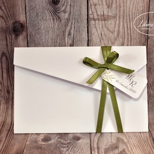 PARTECIPAZIONI NOZZE invito matrimonio floreale in carta lino bianca - 10 pezzi