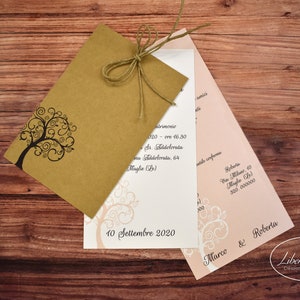PARTECIPAZIONI NOZZE invito matrimonio albero della vita in carta kraft e usomano - 10 pezzi