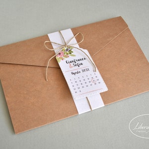 PARTECIPAZIONI NOZZE invito matrimonio tema floreale in carta Kraft - 10 pezzi