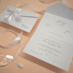 Invito matrimonio in carta perlata GIULIA TOTAL WHITE - 10 pezzi