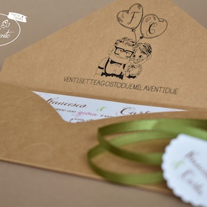 Partecipazione UP invito matrimonio in carta riciclata kraft - 10 pezzi
