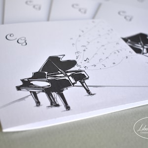 PARTECIPAZIONI NOZZE invito matrimonio tema musica in carta perlata - 10 pezzi