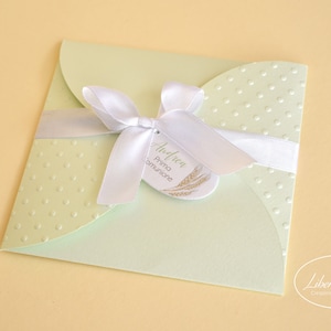 Invito per Prima Comunione color menta modello PETAL MENTA