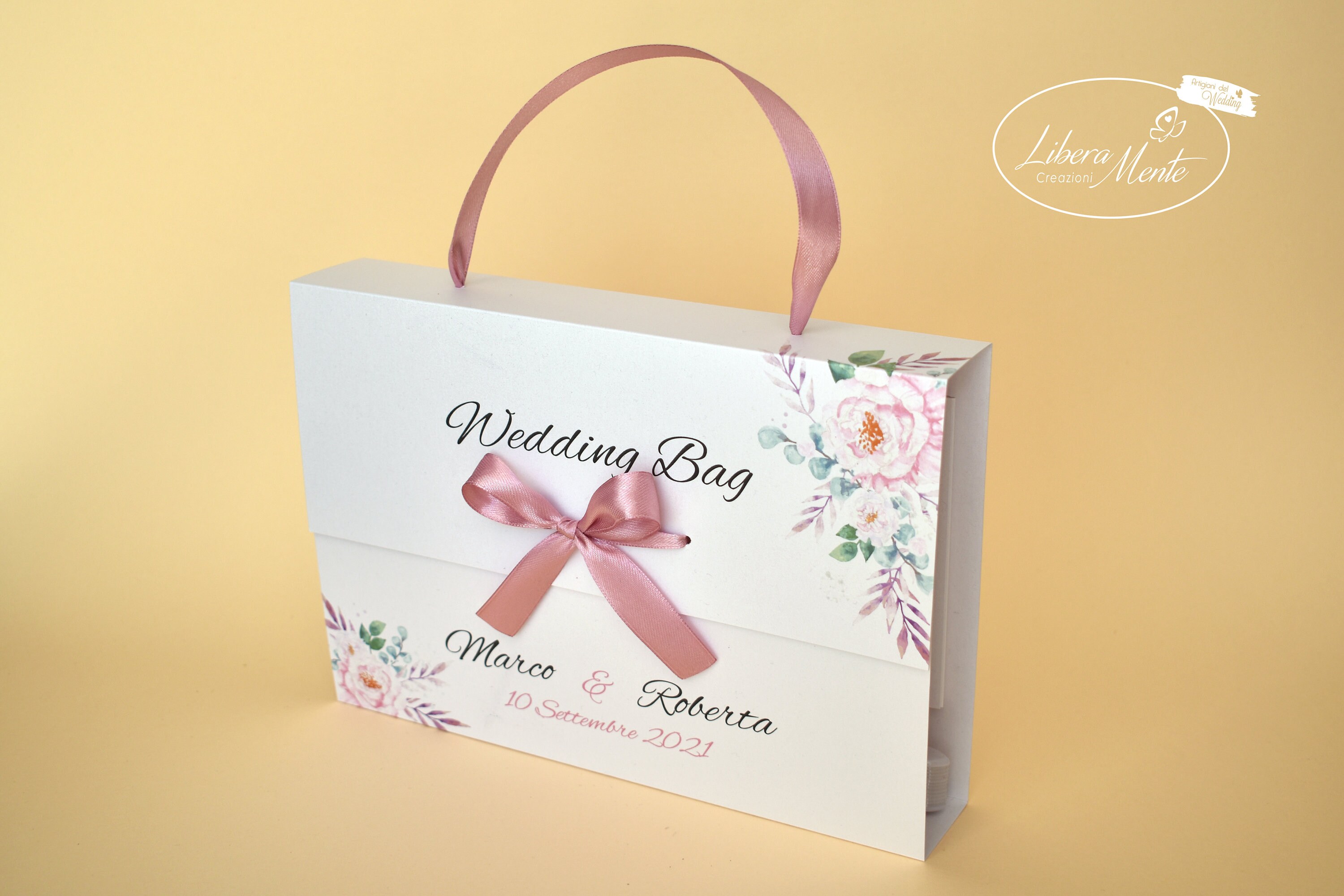 Wedding bag floreale in carta perlata 5 pezzi -  Italia