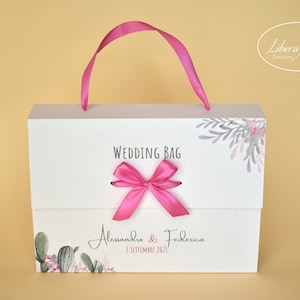 Wedding bag con grafica di fichi d’India e piante grasse in carta riciclata - 5 pezzi