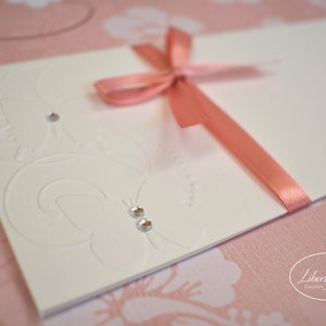 PARTECIPAZIONE NOZZE invito matrimonio tema farfalle in carta millerighe bianca - 10 pezzi