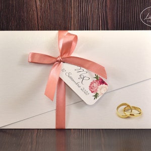 PARTECIPAZIONI NOZZE invito matrimonio floreale in carta perlata bianca - 10 pezzi