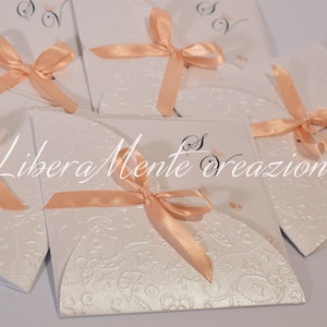 PARTECIPAZIONI NOZZE invito matrimonio tema farfalle in carta perlata bianca - 10 pezzi