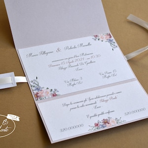 Partecipazione NICETA FIORI invito matrimonio in carta riciclata - 10 pezzi