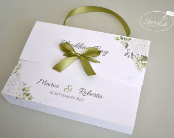 Wedding bag floreale con Ortensie in carta martellata - 5 pezzi