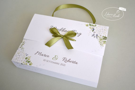 Wedding bag floreale con Ortensie in carta martellata 5 pezzi -  Italia