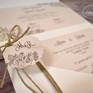 Invito MATRIMONIO in carta riciclata + Accessori - 10 pezzi
