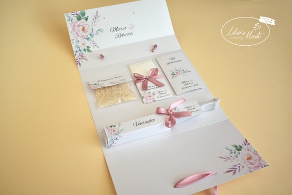Wedding bag floreale in carta perlata 5 pezzi -  Italia