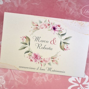 PARTECIPAZIONI NOZZE invito matrimonio floreale a "fisarmonica" in carta perlata bianca - 10 pezzi