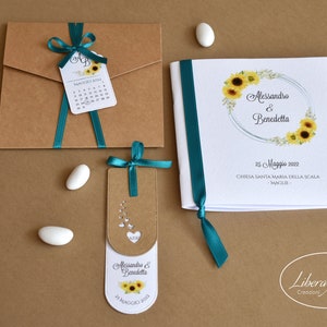 Wedding Suite BENEDETTA invito matrimonio floreale in carta kraft e carta martellata bianca - 10 pezzi