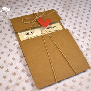 PARTECIPAZIONI NOZZE invito matrimonio tema viaggio in carta kraft - 10 pezzi