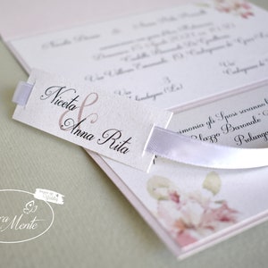 PARTECIPAZIONI NOZZE invito matrimonio Floreale in carta riciclata - 10 pezzi