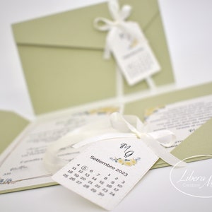 Partecipazione MATRIMONIO in carta riciclata verde kiwi - 10 pezzi
