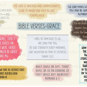 Bible Verses Digital Stickers Hand Drawn, Pre-Cropped PNGs, GoodNotes File, Digital Planner, iPad Journal, Grace, Faith, Christianity image 1