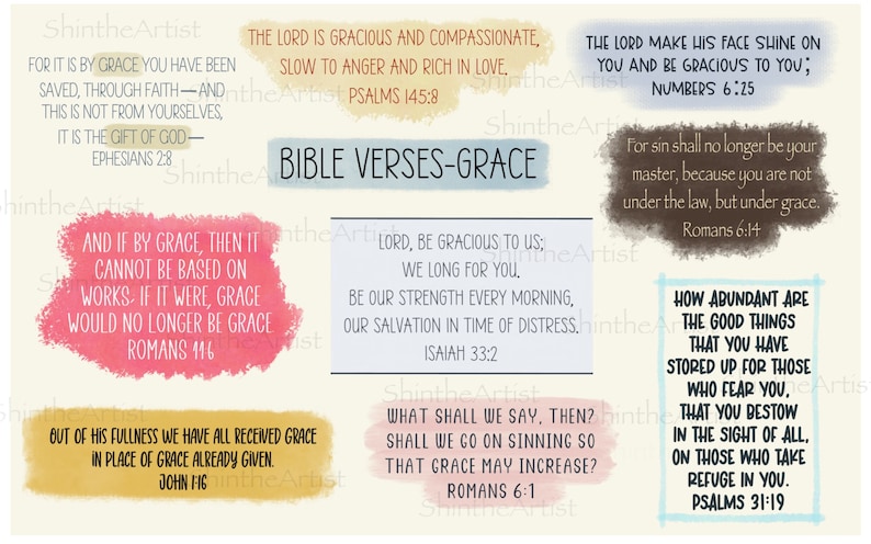 Bible Verses Digital Stickers Hand Drawn, Pre-Cropped PNGs, GoodNotes File, Digital Planner, iPad Journal, Grace, Faith, Christianity zdjęcie 1